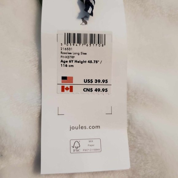 Beautiful Girls Pink Striped Rosalee Horse Dress by Joules NWT - 100% Cotton 🐴 - Picture 8 of 10